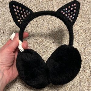 The Children’s Place Black Cat Ear Earmuffs with Rhinestones EUC